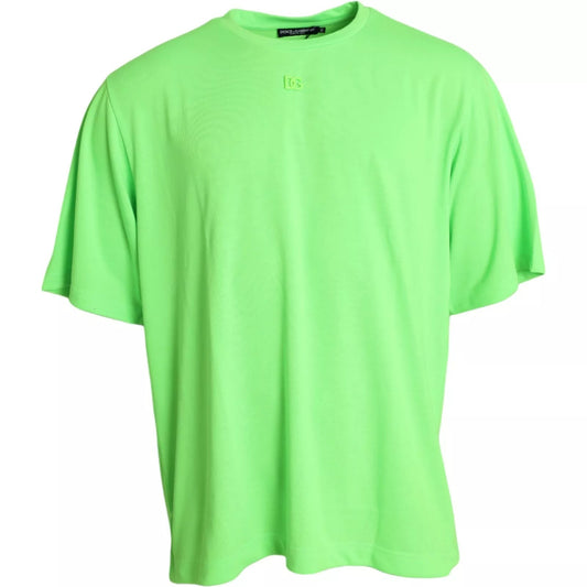 Dolce & Gabbana Green Embossed Logo Crew Neck Neon T-shirt TSH851964-58