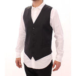 Dolce & Gabbana Gray Striped Wool Single Breasted Vest GSS12005-1