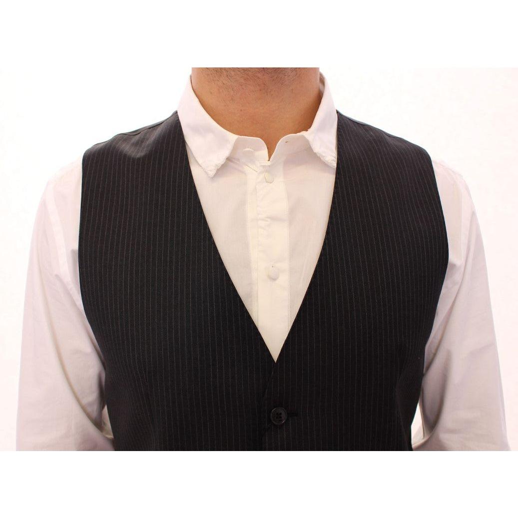 Dolce & Gabbana Gray Striped Wool Single Breasted Vest GSS12005-1