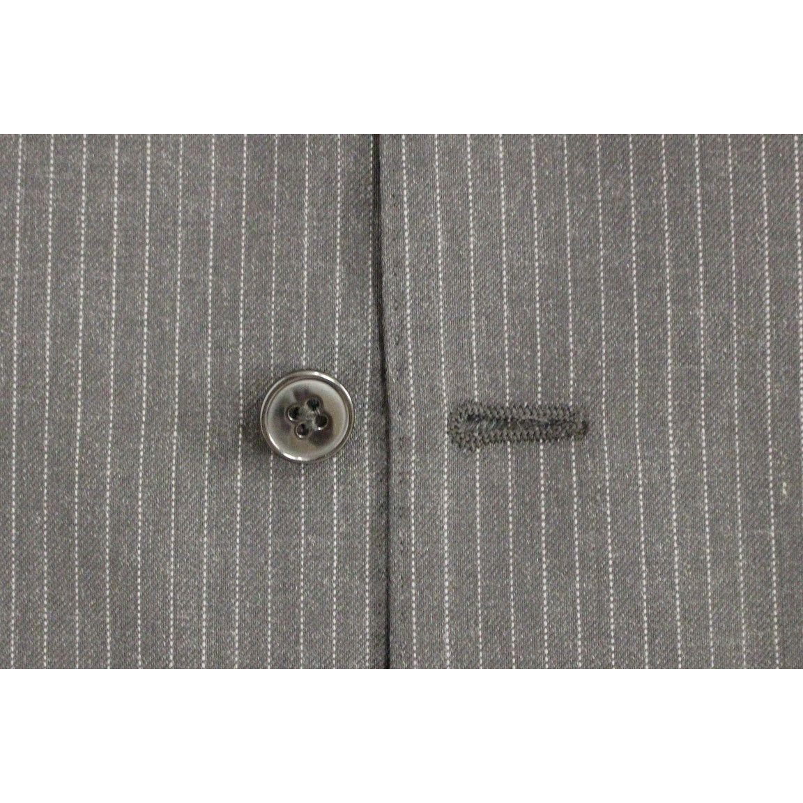Dolce & Gabbana Gray Striped Wool Single Breasted Vest GSS12005-1
