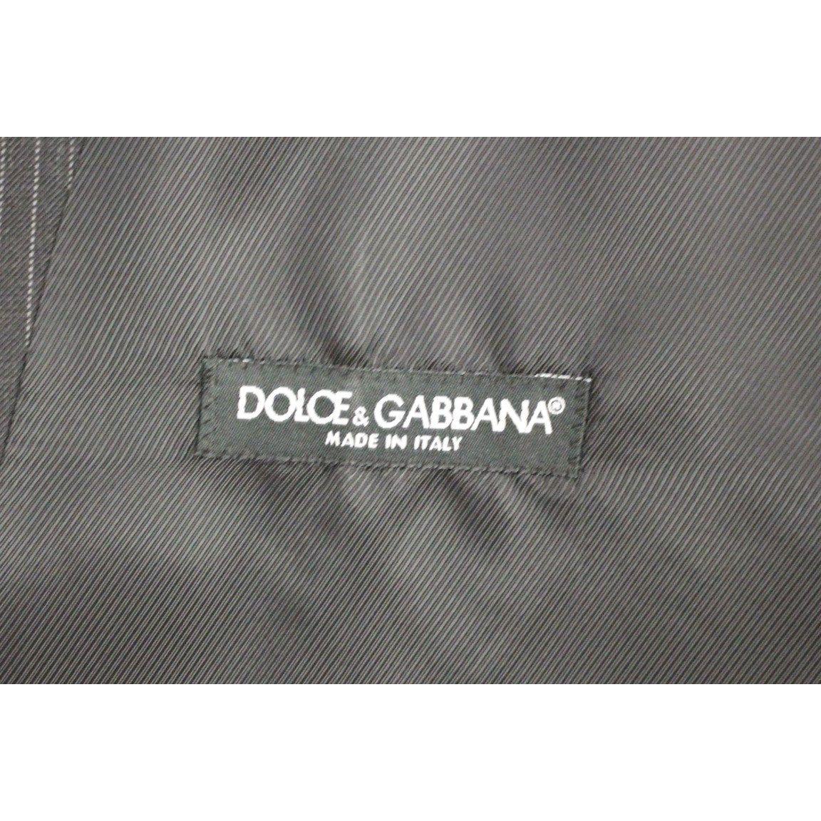 Dolce & Gabbana Gray Striped Wool Single Breasted Vest GSS12005-1