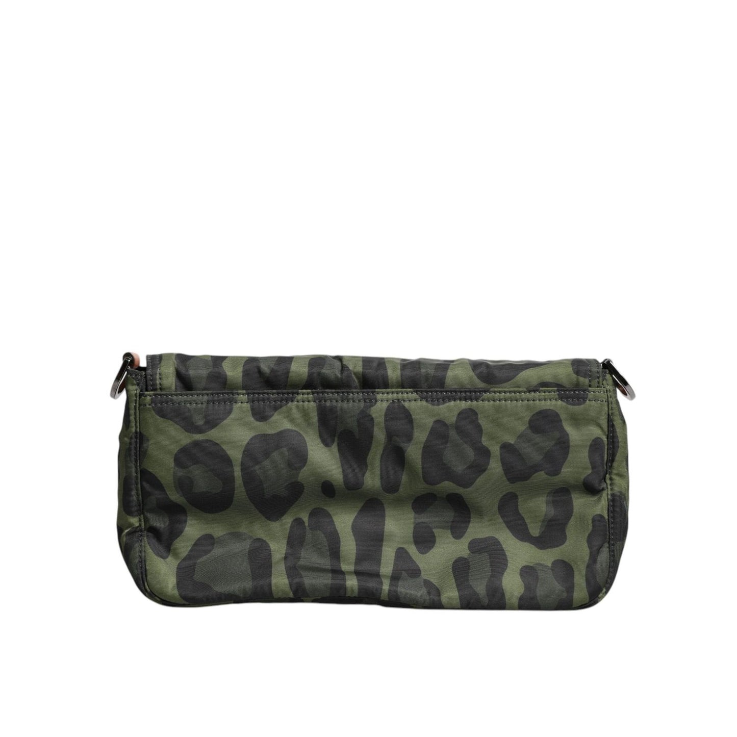 Dolce & Gabbana Green Nylon Leopard Print Shell Messenger Crossbody Bag