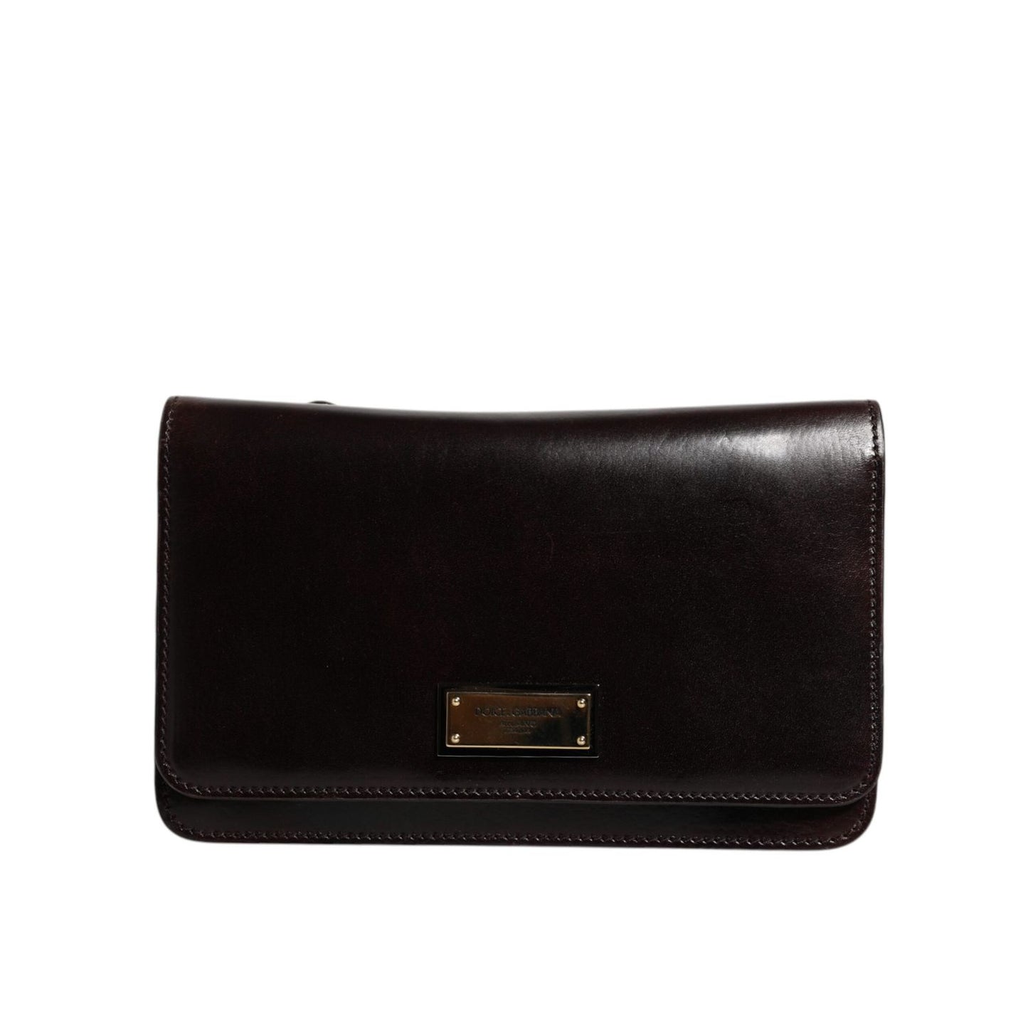 Dolce & Gabbana Maroon Horse Leather Logo Plaque Mini Crossbody Bag