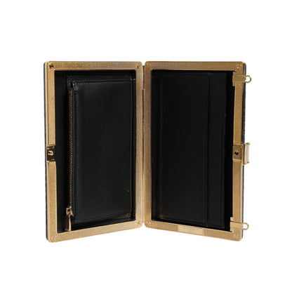 Dolce & Gabbana Black Leather Clutch Evening Crossbody Bag