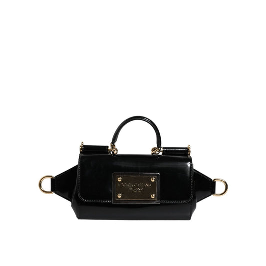 Dolce & Gabbana Black Calfskin Leather DG Logo Shoulder Bag