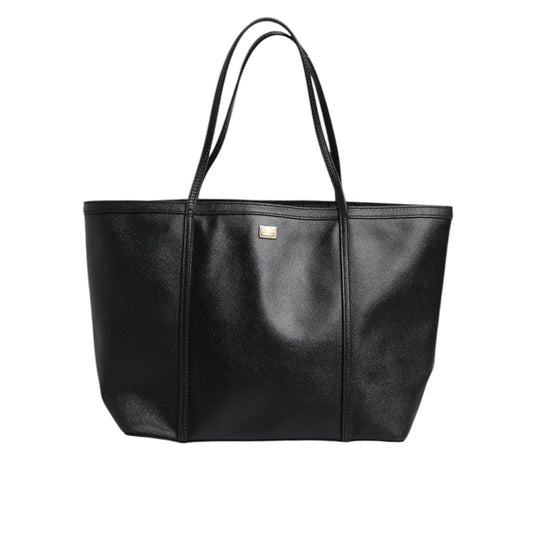 Dolce & Gabbana Black Leather Miss Escape Shopping Tote Bag