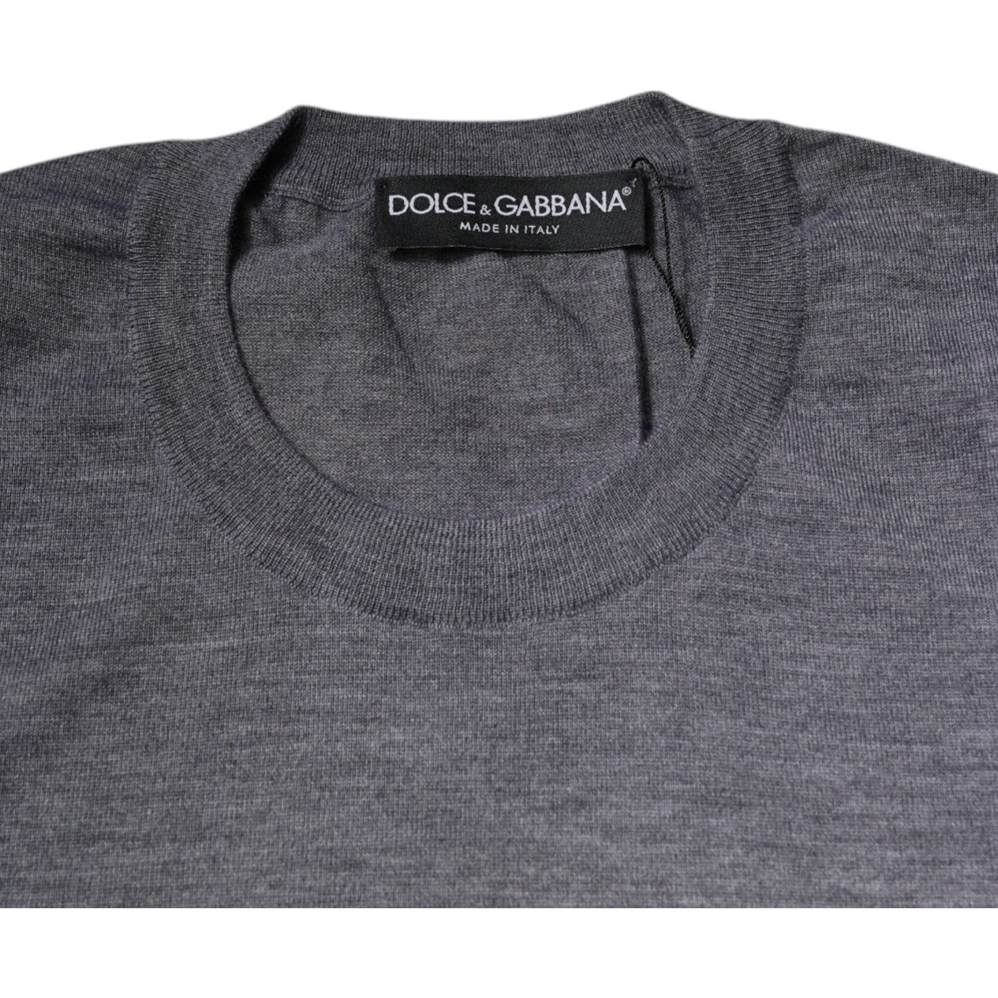 Dolce & Gabbana Gray Cashmere Crew Neck Pullover Sweater TSH87728-44