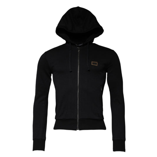 Dolce & Gabbana Black Logo Full Zip Hooded Sweatshirt Sweater TSH87731-44