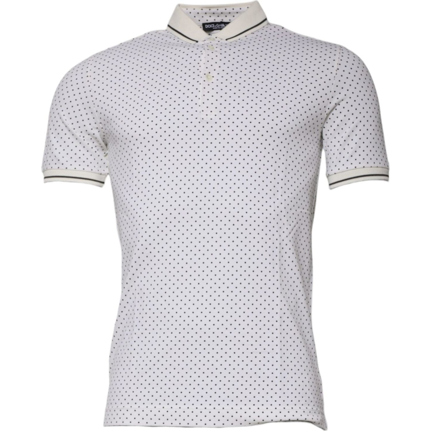 Dolce & Gabbana White Polka Dot Cotton Collared Polo T-shirt TSH87720-44