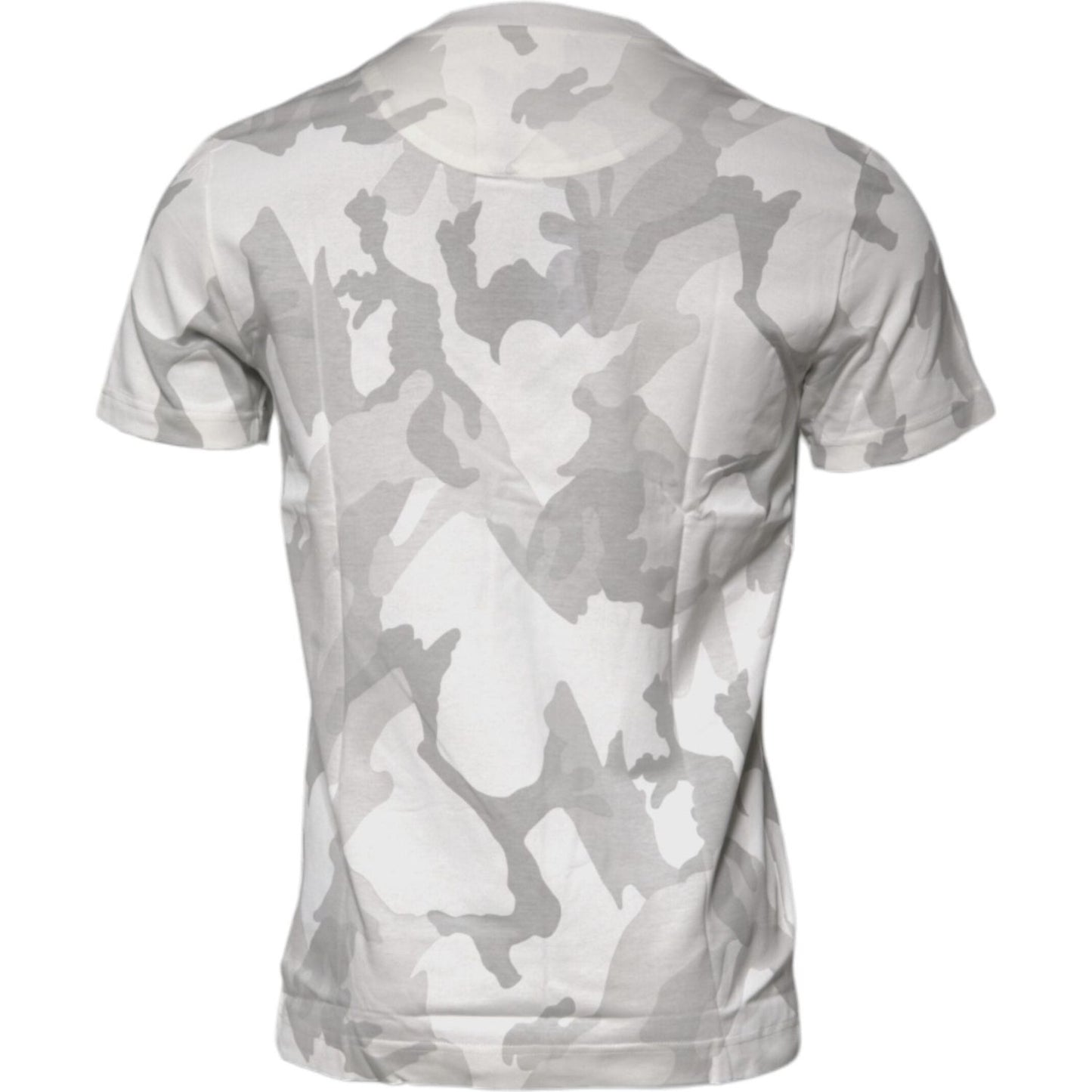 Dolce & Gabbana White Gray Camouflage Cotton Crew Neck T-shirt TSH878503-44