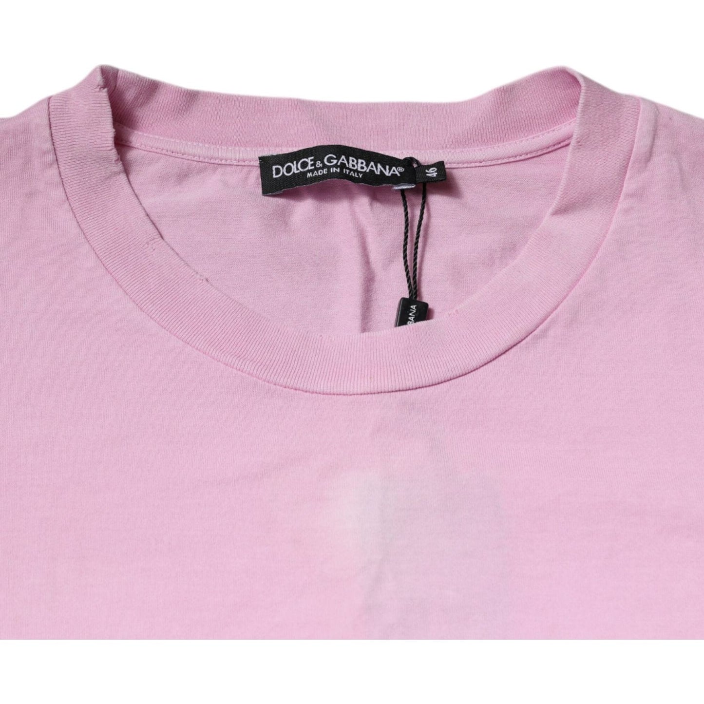 Dolce & Gabbana Pink Logo Print Cotton Crew Neck T-shirt TSH878589-46