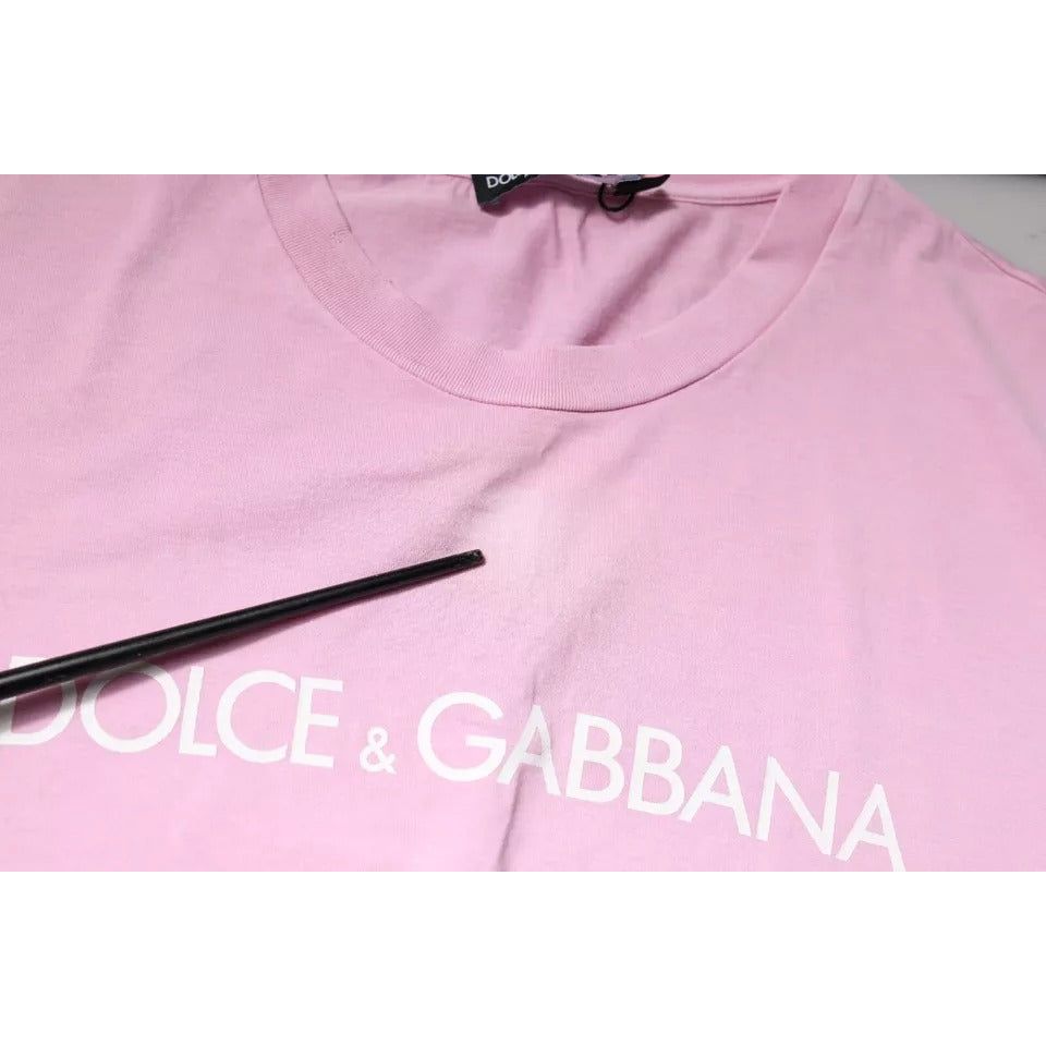Dolce & Gabbana Pink Logo Print Cotton Crew Neck T-shirt TSH878589-46