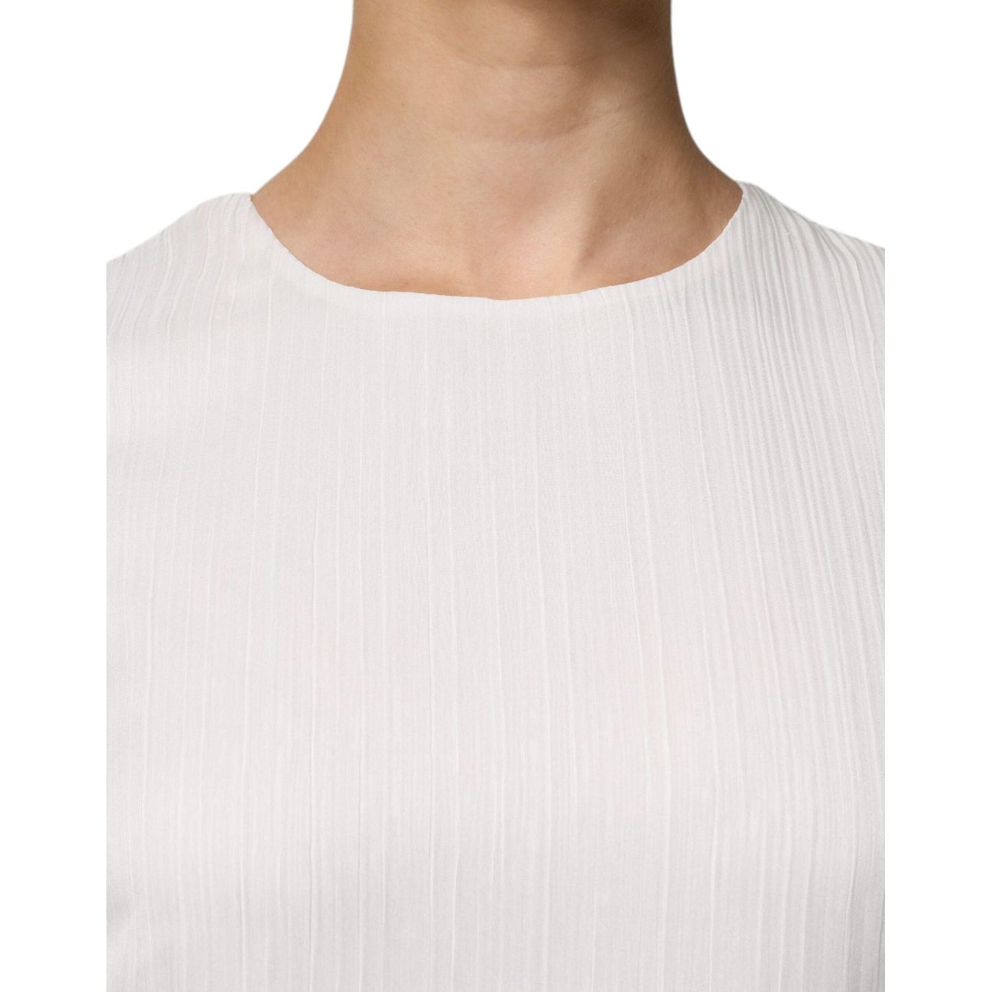 Peserico White Sleeveless Round Neck Shift Long Maxi Dress DR281347-46