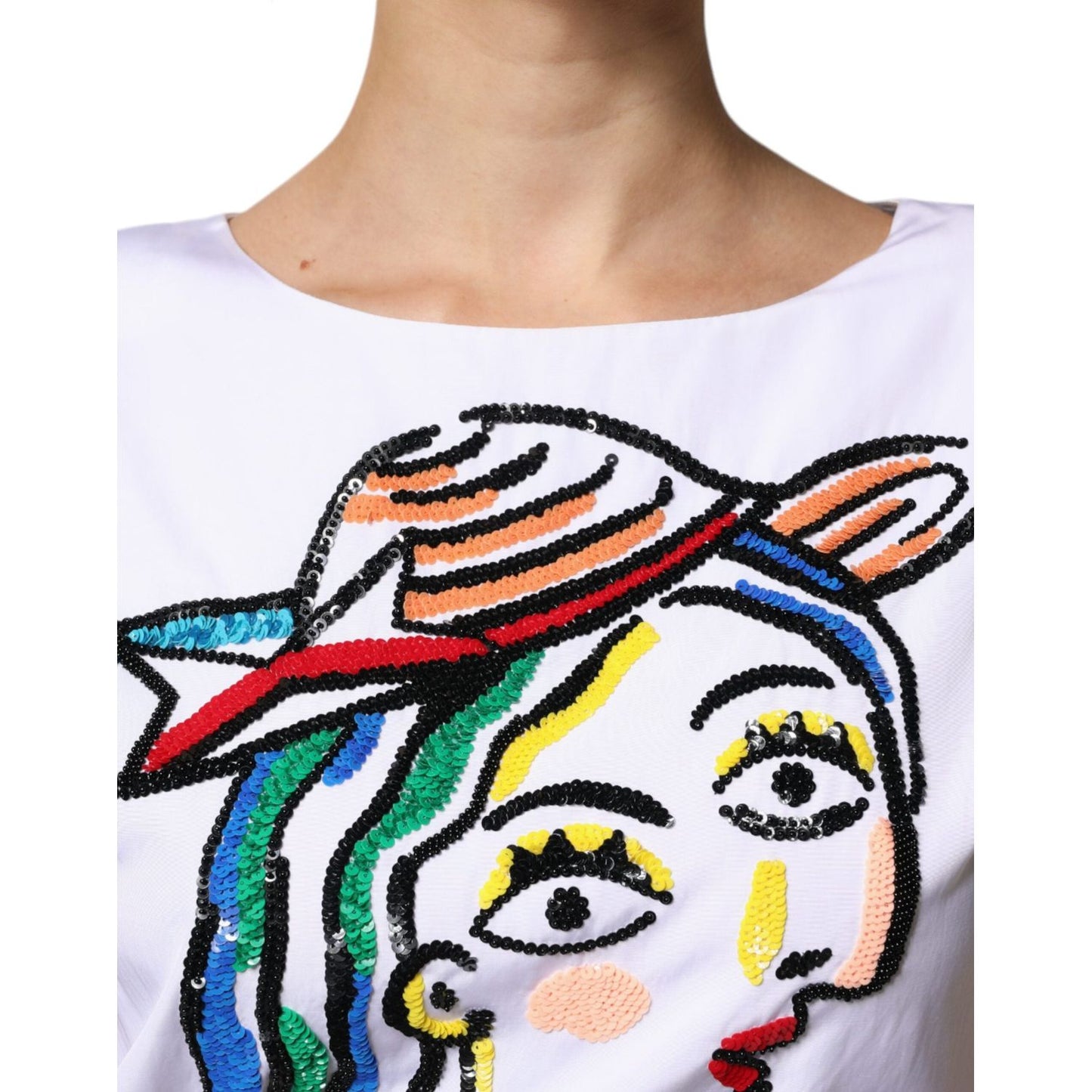 Moschino Couture White Printed Viscose Sheath Mini Dress DR281355-42