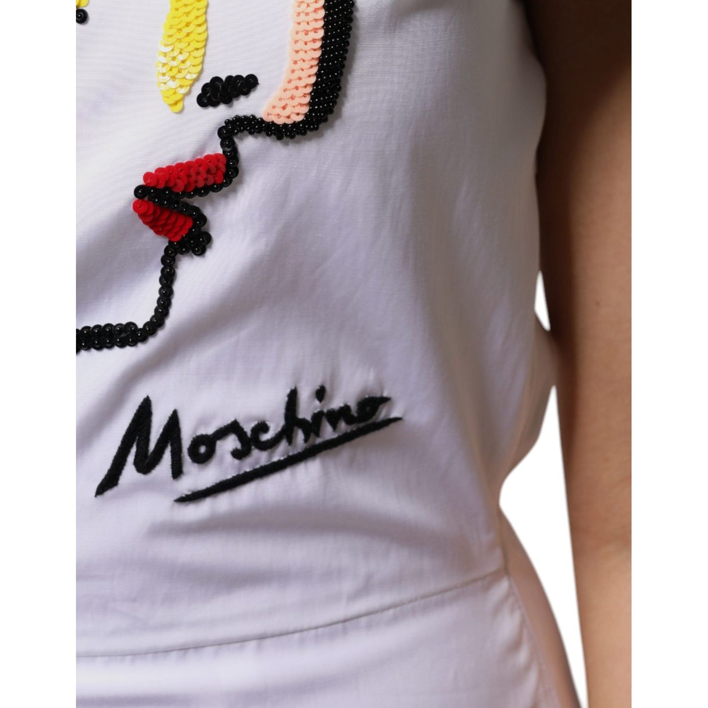 Moschino Couture White Printed Viscose Sheath Mini Dress DR281355-42