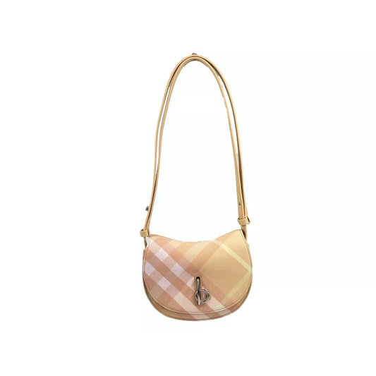 Burberry Mini Check Rocking Horse Crossbody Bag Purse Peach 10277