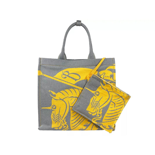 Burberry EKD Canvas Tote Bag With Coin Pouch Sunflower Gray 92324