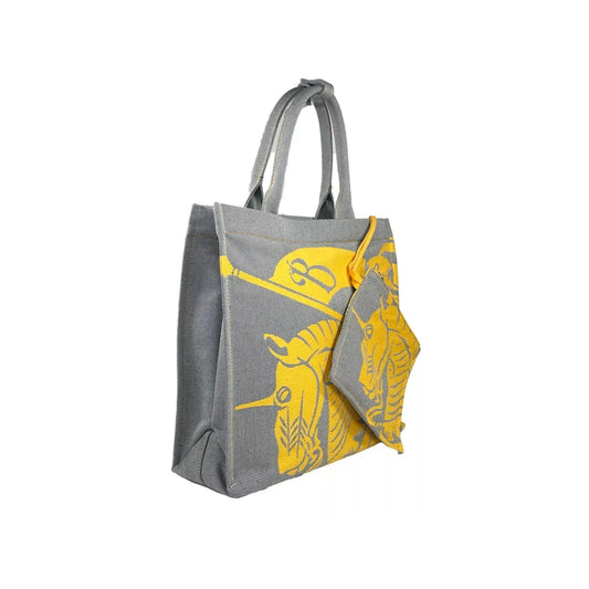 Burberry EKD Canvas Tote Bag With Coin Pouch Sunflower Gray 92324