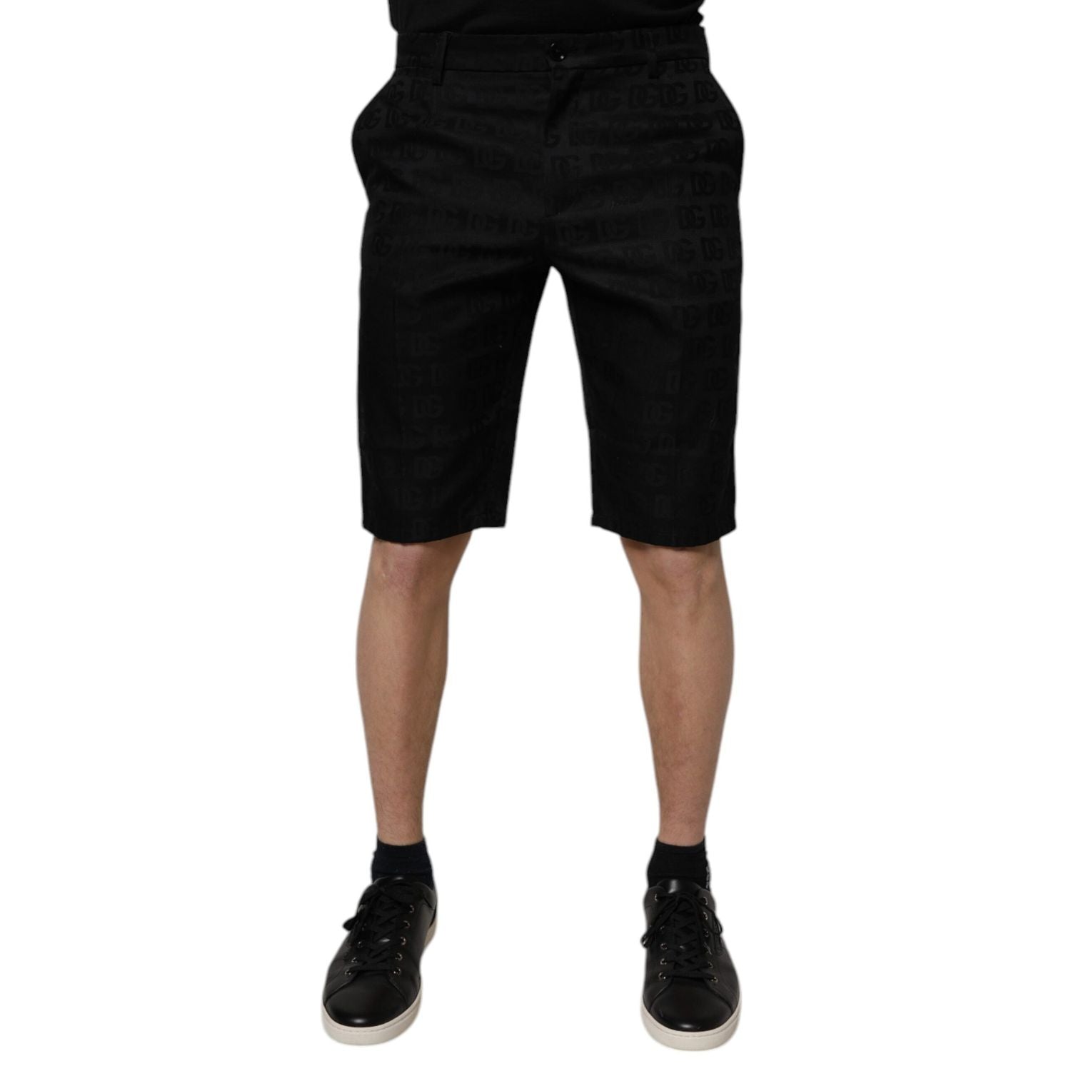 Dolce & Gabbana Black Cotton Casual Mid Waist Chino Shorts
