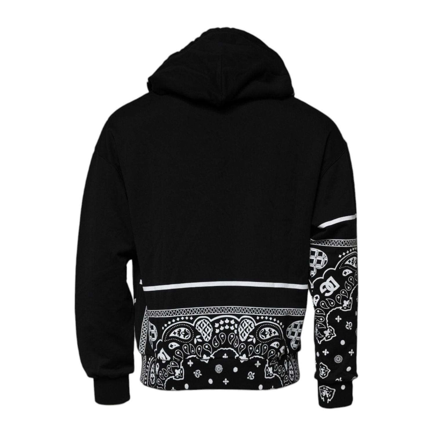 Dolce & Gabbana Black Bandana Hooded Men Sweatshirt Sweater