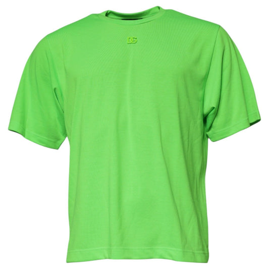 Dolce & Gabbana Green Logo Polyester Crew Neck T-shirt TSH90001-48