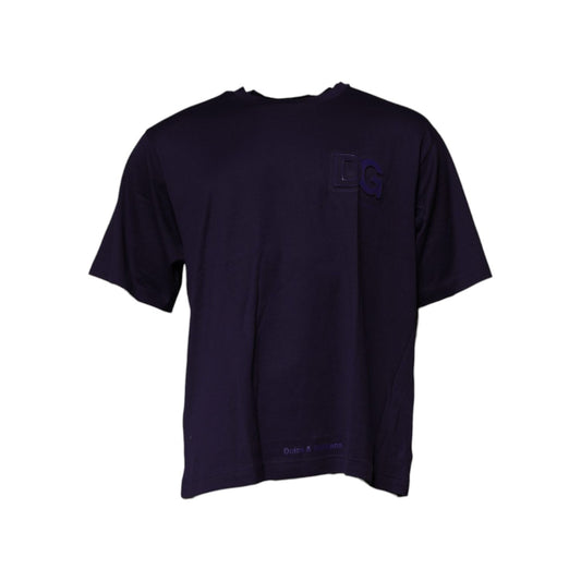 Dolce & Gabbana Navy Blue DG Logo Cotton Crew Neck T-shirt