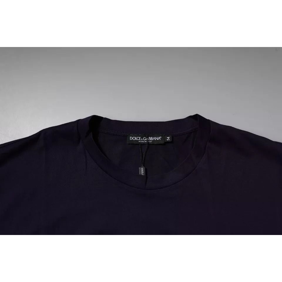 Dolce & Gabbana Navy Blue DG Logo Cotton Crew Neck T-shirt