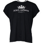 Dolce & Gabbana Dark Blue Logo Crown Cotton Crew Neck T-shirt TSH90053-44