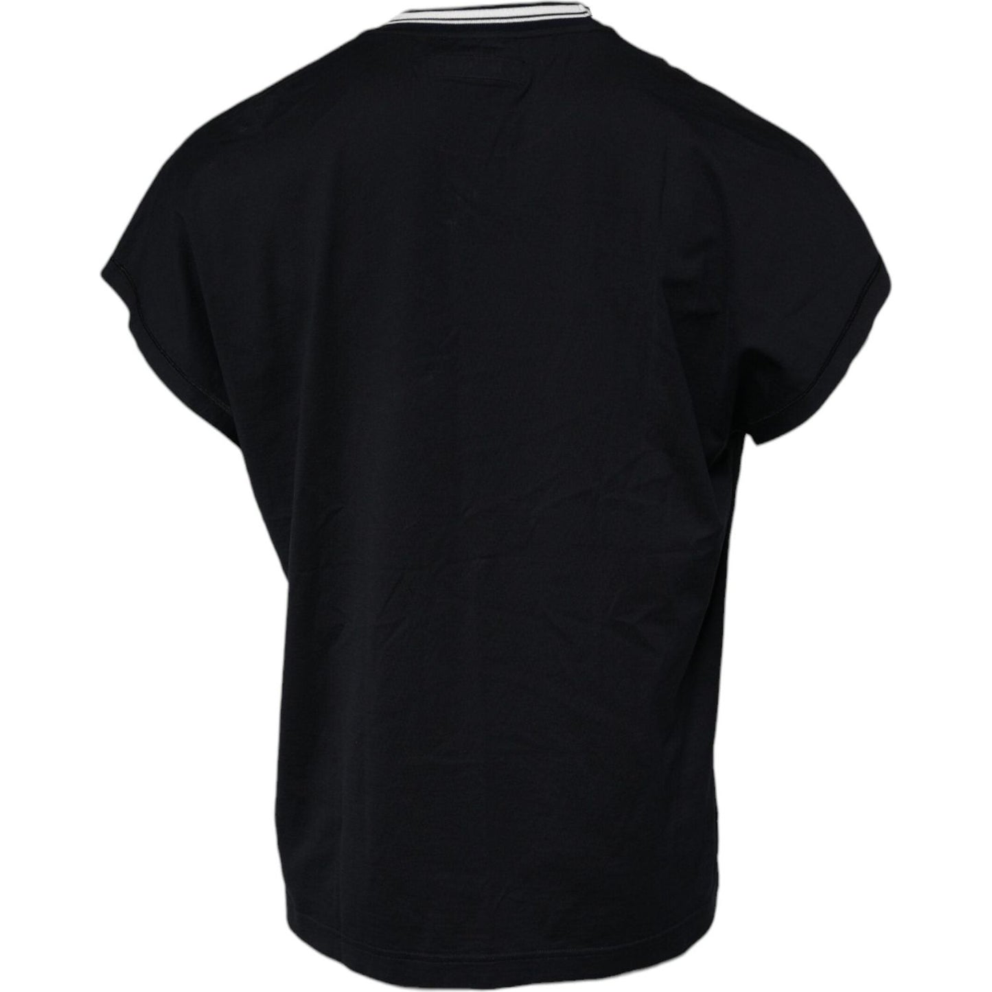 Dolce & Gabbana Dark Blue Logo Crown Cotton Crew Neck T-shirt TSH90053-44