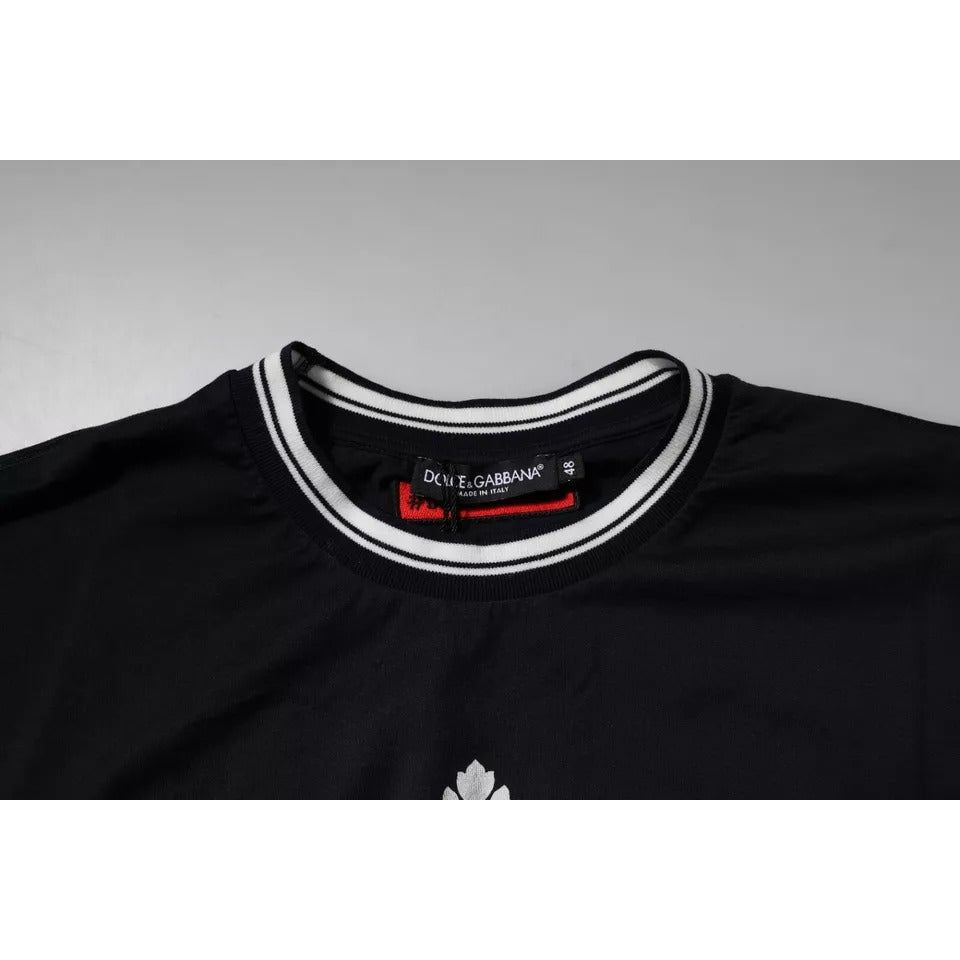 Dolce & Gabbana Dark Blue Logo Crown Cotton Crew Neck T-shirt TSH90053-44