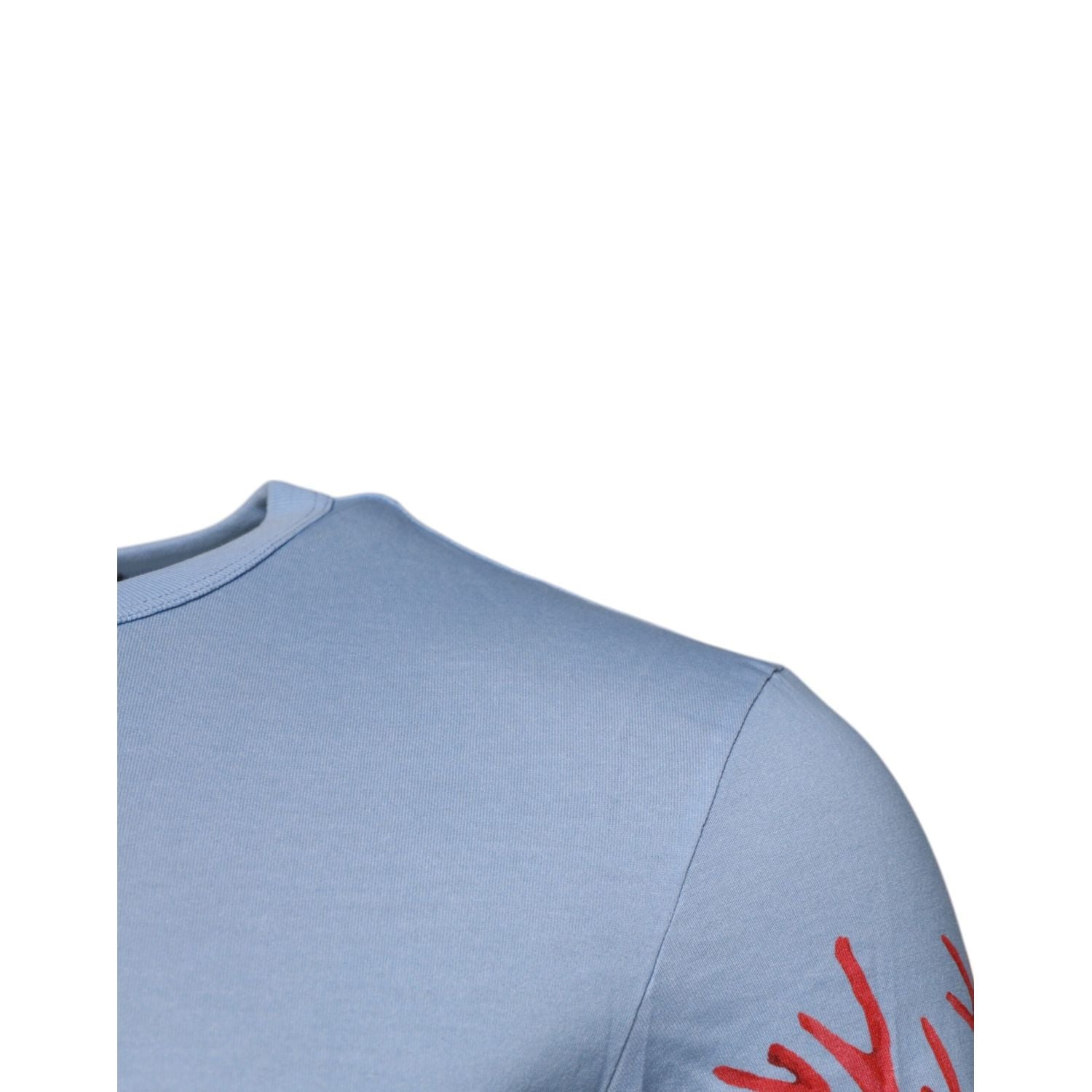 Dolce & Gabbana Light Blue Coral Cotton Men Crew Neck T-shirt
