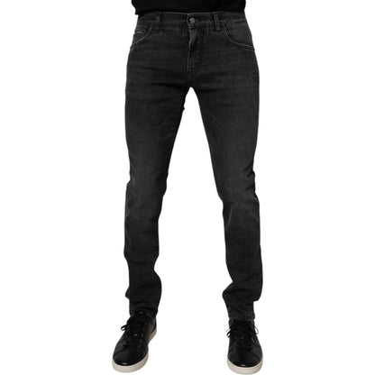 Dolce & Gabbana Black Cotton Stretch Skinny Men Denim Jeans
