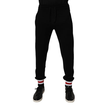 Dolce & Gabbana Black Wool Mid Waist Jogger Sweatpants Pants
