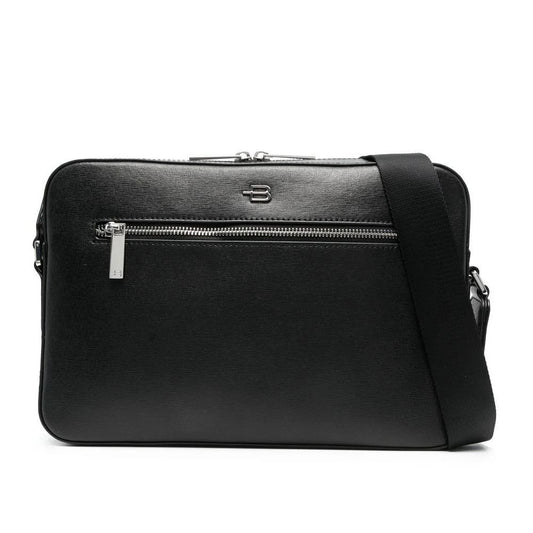 Baldinini Trend Black Calfskin Messenger Bag