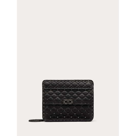 Valentino Garavani Black Nappa Leather Medium Rockstudt Spike Bag