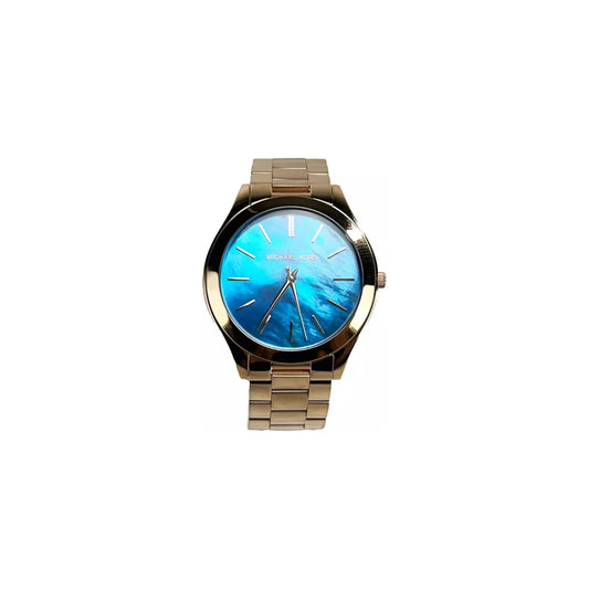 Michael Kors Slim Runway Stainless Steel Watch MK3494 Ocean Blue Gold MK3494