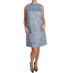 Dolce & Gabbana Light Blue Fringe Shift Gown Dress DR1603-40