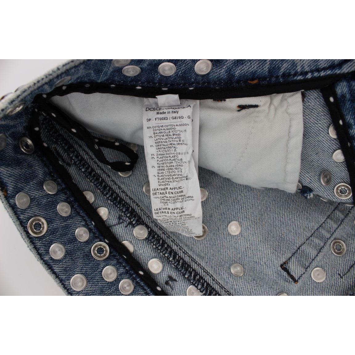 Dolce & Gabbana Crystal Roses Heart Embellished Jeans SIG19327-1