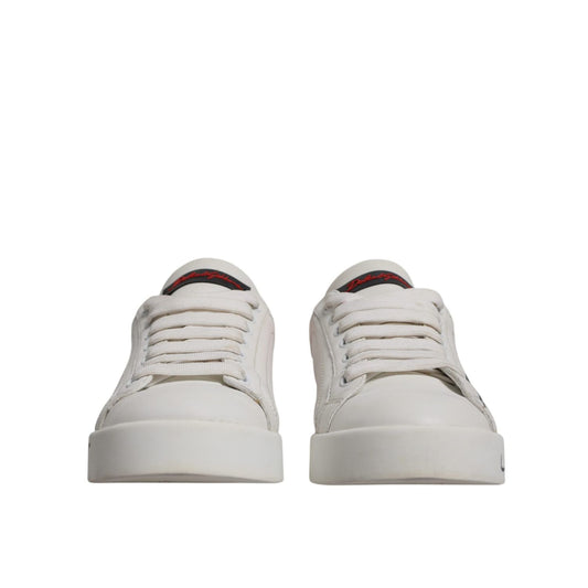 Dolce & Gabbana White Red Logo Portofino Sneakers Shoes LA12702-36.5