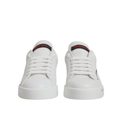 Dolce & Gabbana White Red Logo Portofino Sneakers Shoes