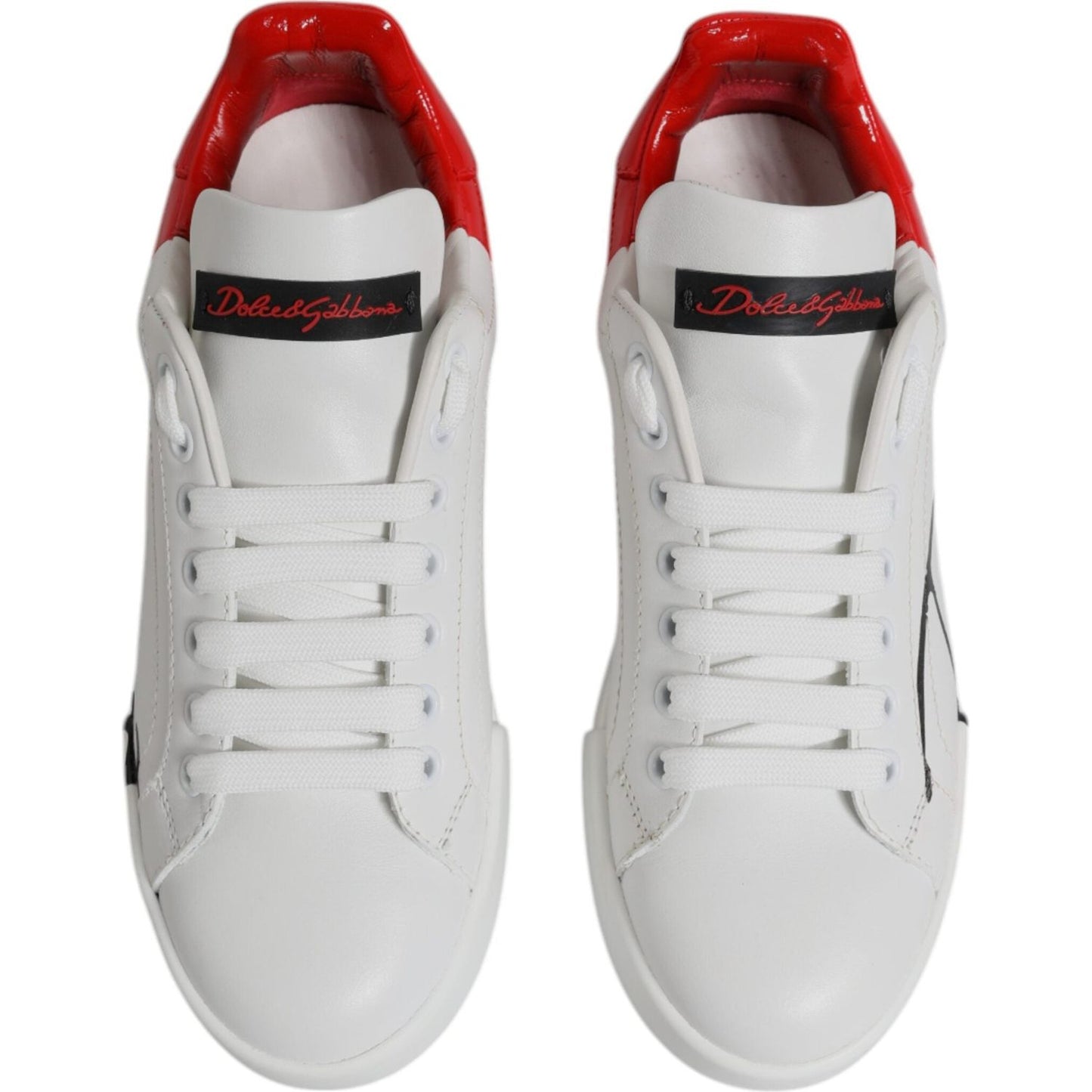 Dolce & Gabbana White Red Logo Portofino Sneakers Shoes LA12437-36