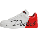 Dolce & Gabbana White Red Logo Portofino Sneakers Shoes LA12437-36