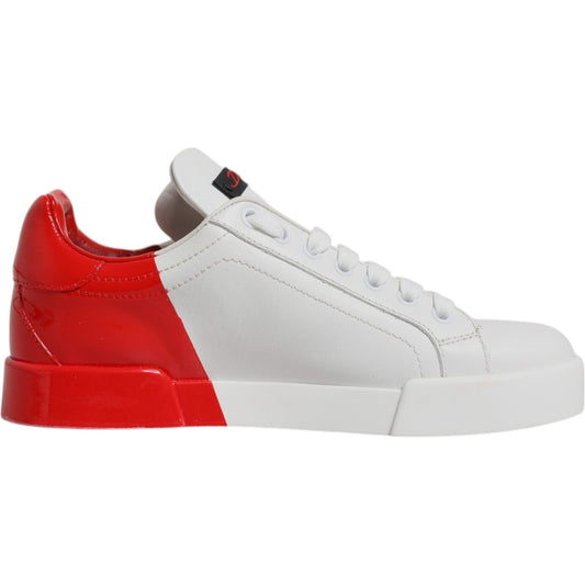 Dolce & Gabbana White Red Logo Portofino Sneakers Shoes LA12437-36