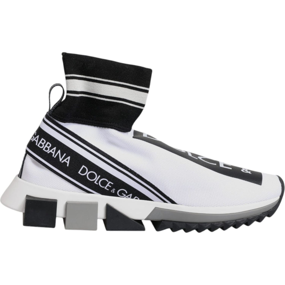 Dolce & Gabbana White Black Sorrento Socks Sneakers Shoes LA12446-38