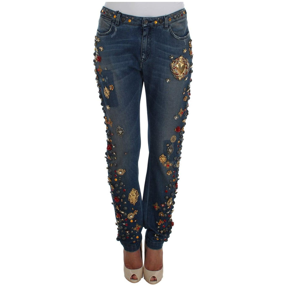 Dolce & Gabbana Crystal Roses Heart Embellished Jeans SIG19329-5