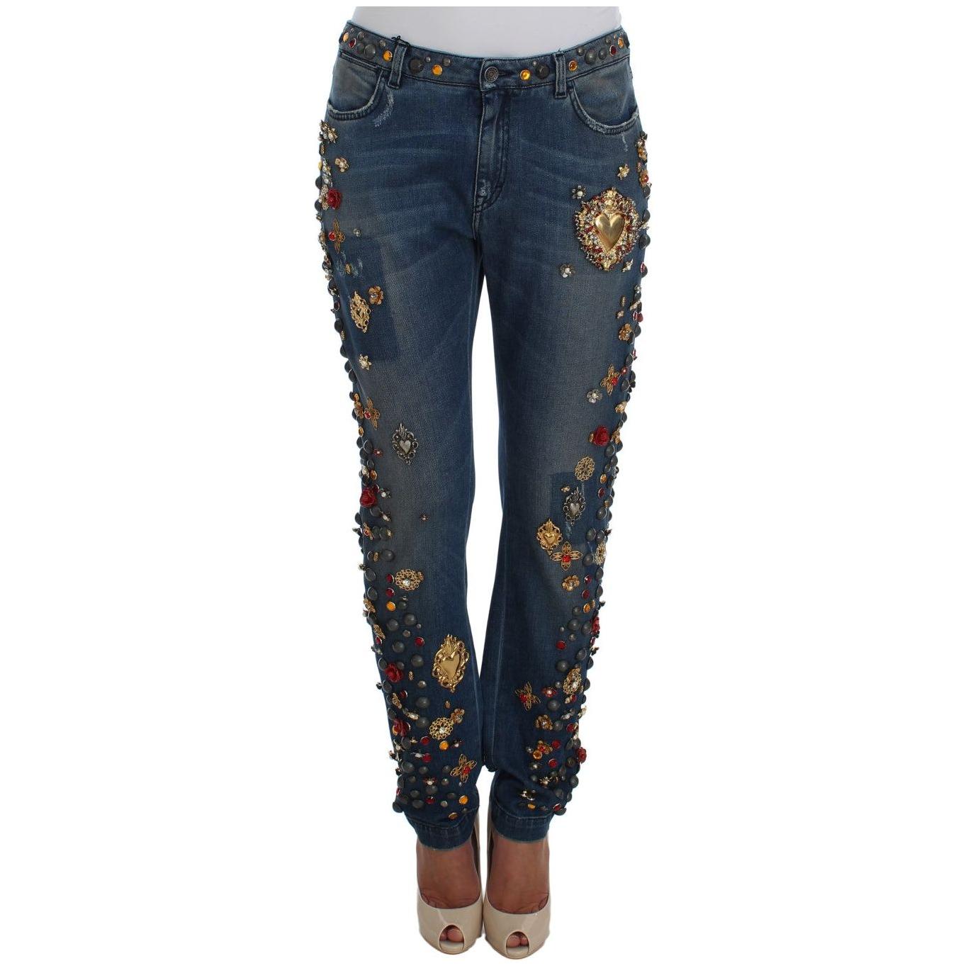 Dolce & Gabbana Crystal Roses Heart Embellished Jeans SIG19329-5