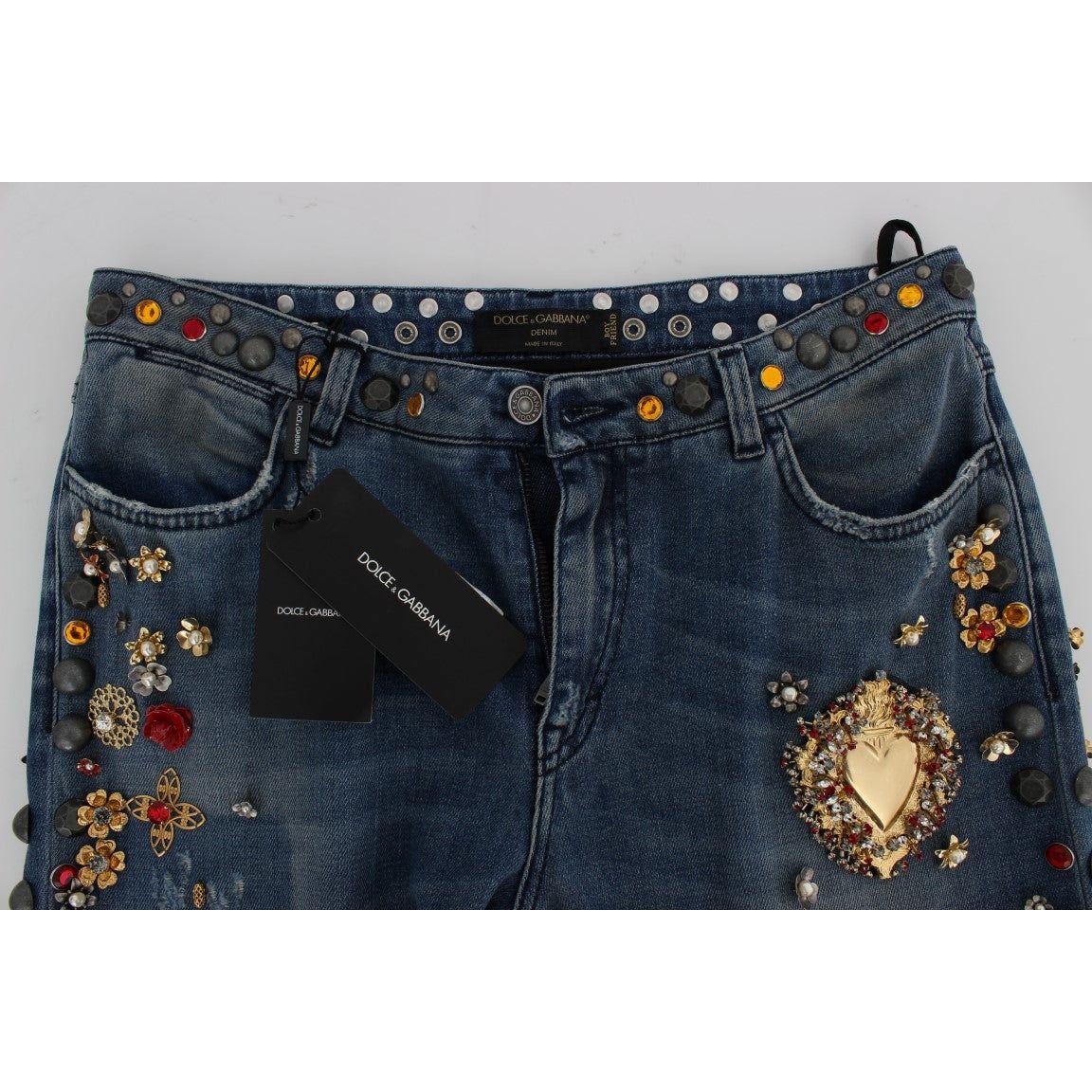 Dolce & Gabbana Crystal Roses Heart Embellished Jeans SIG19329-5