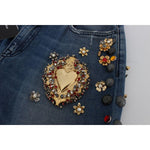 Dolce & Gabbana Crystal Roses Heart Embellished Jeans SIG19329-5