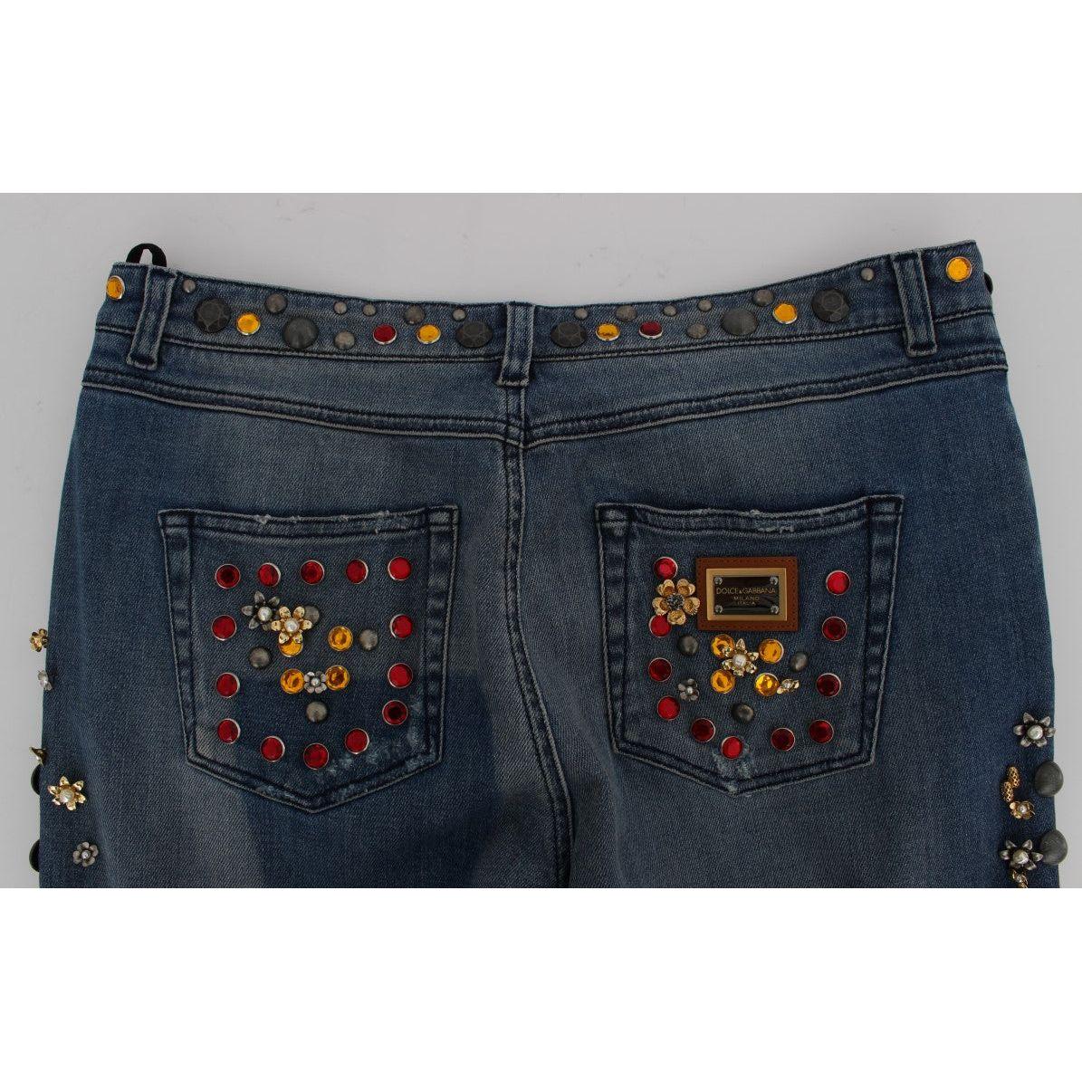 Dolce & Gabbana Crystal Roses Heart Embellished Jeans SIG19329-5
