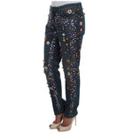 Dolce & Gabbana Crystal Roses Heart Embellished Jeans SIG19331-1
